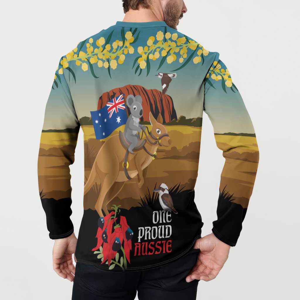 26 January One Proud Aussie Button Sweatshirt Kangaroo and Koala Happy Australia Day