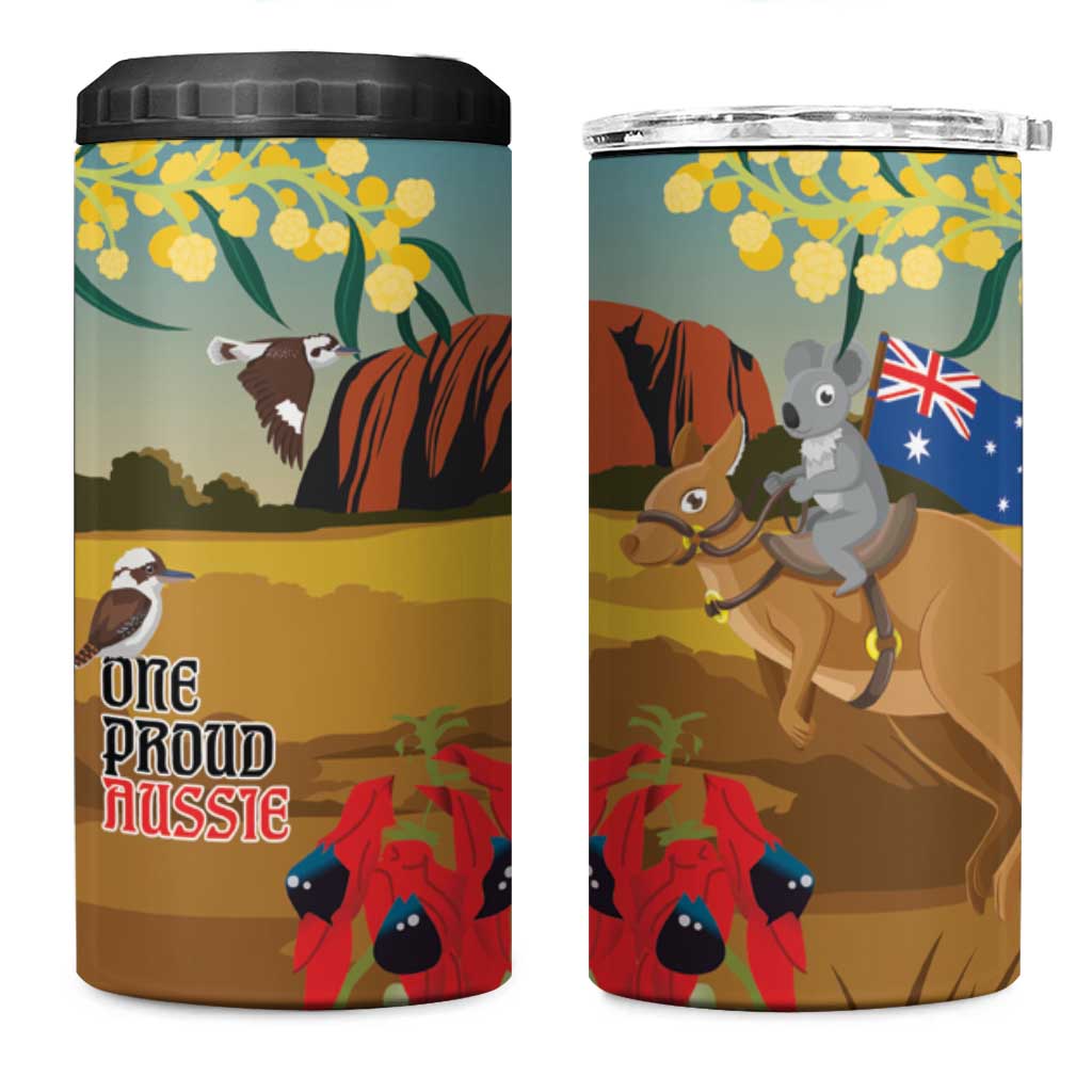 26 January One Proud Aussie 4 in 1 Can Cooler Tumbler Kangaroo and Koala Happy Australia Day