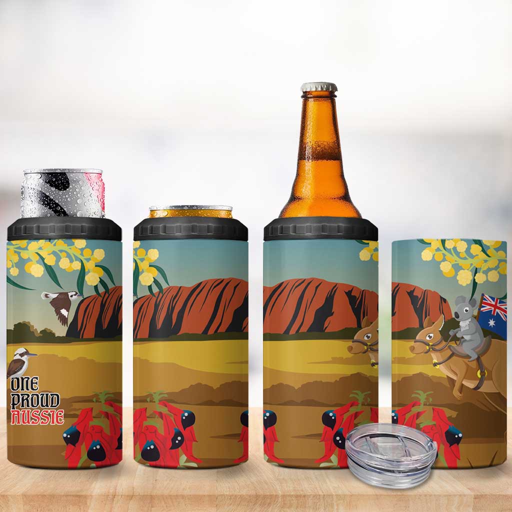 26 January One Proud Aussie 4 in 1 Can Cooler Tumbler Kangaroo and Koala Happy Australia Day