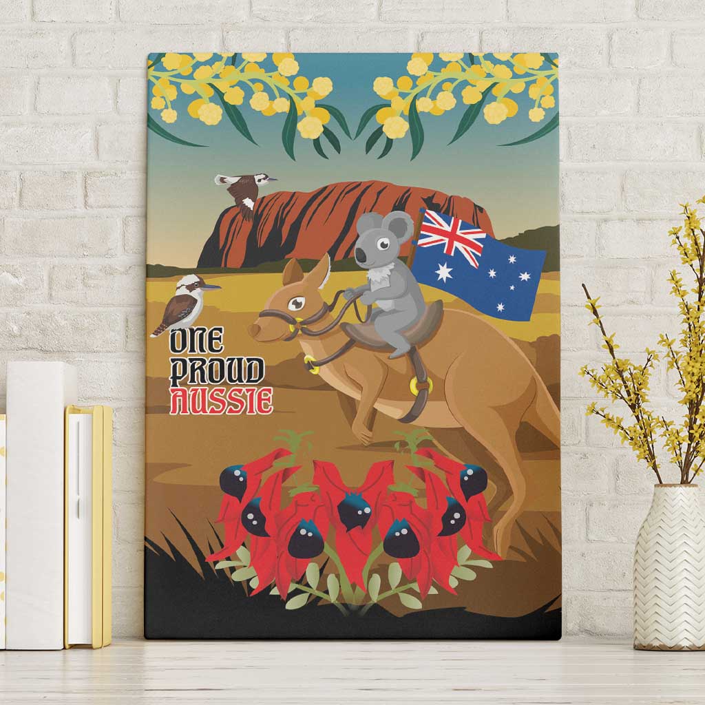 26 January One Proud Aussie Canvas Wall Art Kangaroo and Koala Happy Australia Day