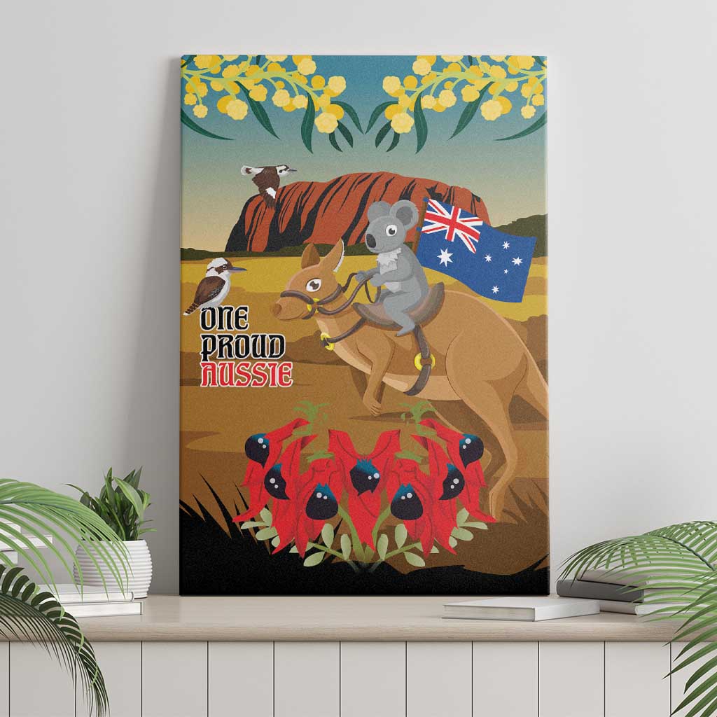 26 January One Proud Aussie Canvas Wall Art Kangaroo and Koala Happy Australia Day