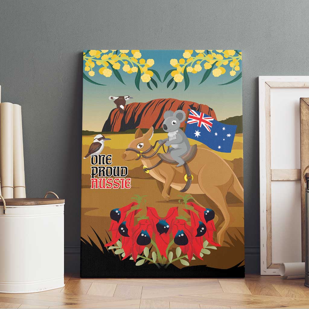 26 January One Proud Aussie Canvas Wall Art Kangaroo and Koala Happy Australia Day