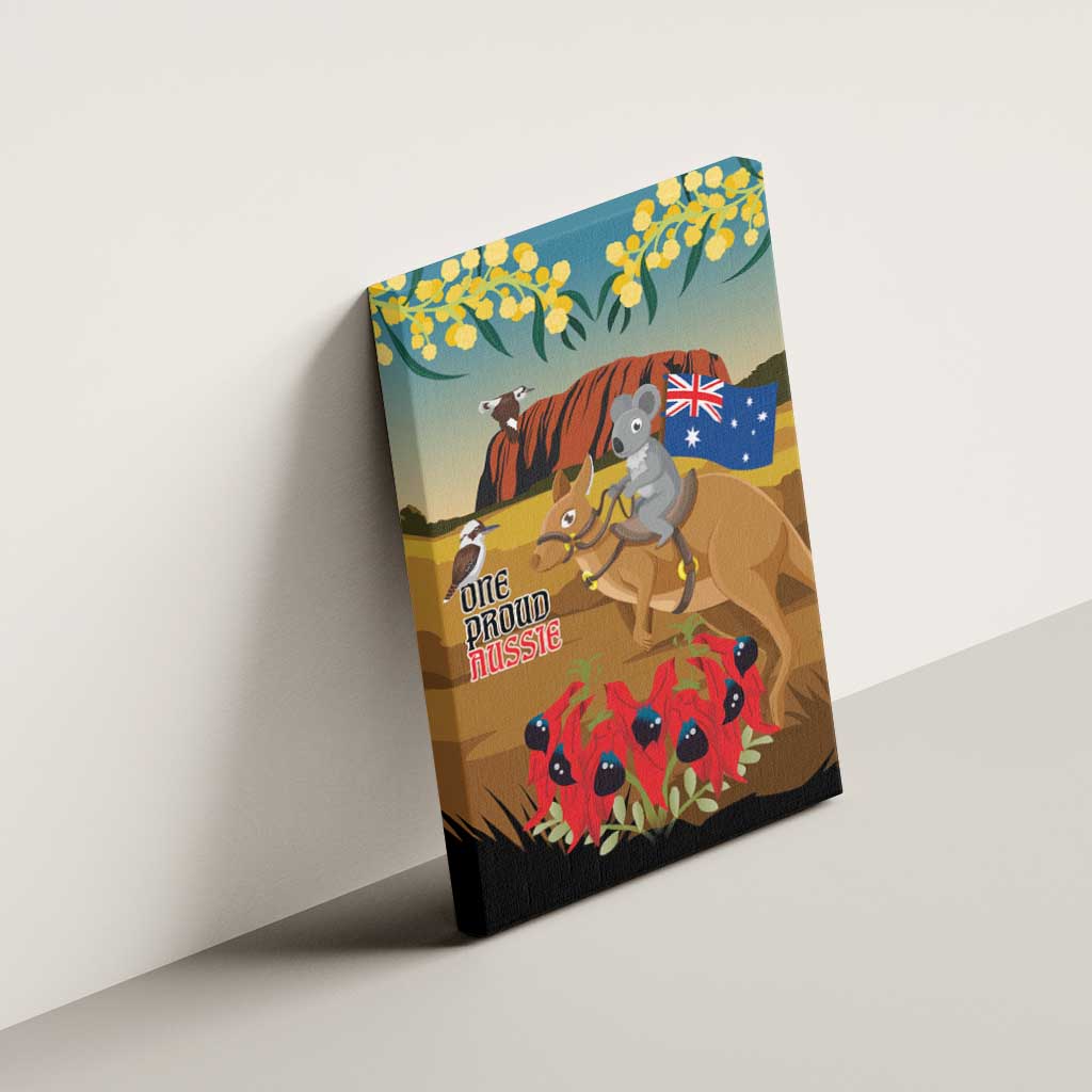 26 January One Proud Aussie Canvas Wall Art Kangaroo and Koala Happy Australia Day