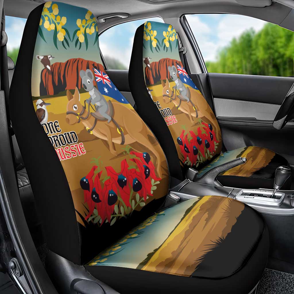 26 January One Proud Aussie Car Seat Cover Kangaroo and Koala Happy Australia Day - Vibe Hoodie Shop