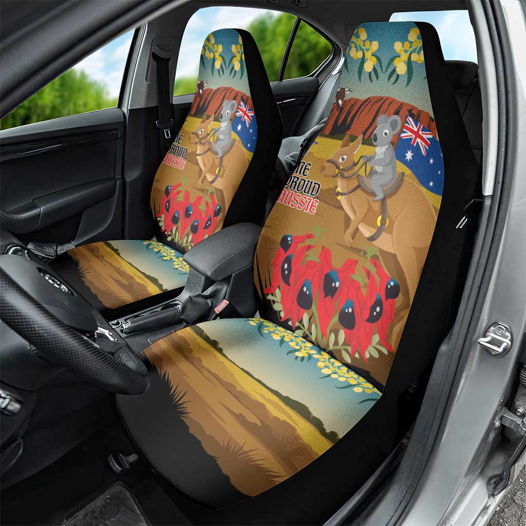 26 January One Proud Aussie Car Seat Cover Kangaroo and Koala Happy Australia Day - Vibe Hoodie Shop