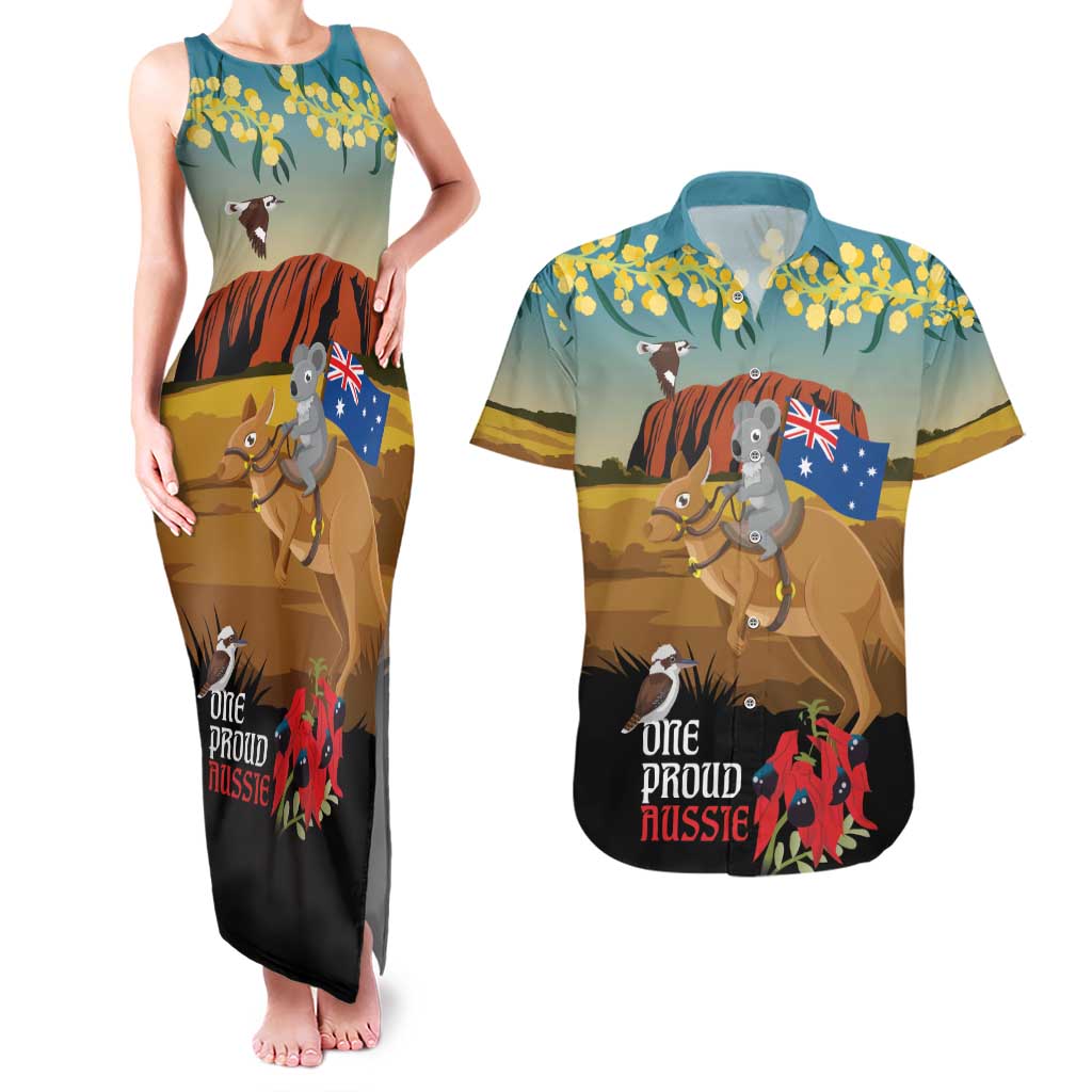 26 January One Proud Aussie Couples Matching Tank Maxi Dress and Hawaiian Shirt Kangaroo and Koala Happy Australia Day