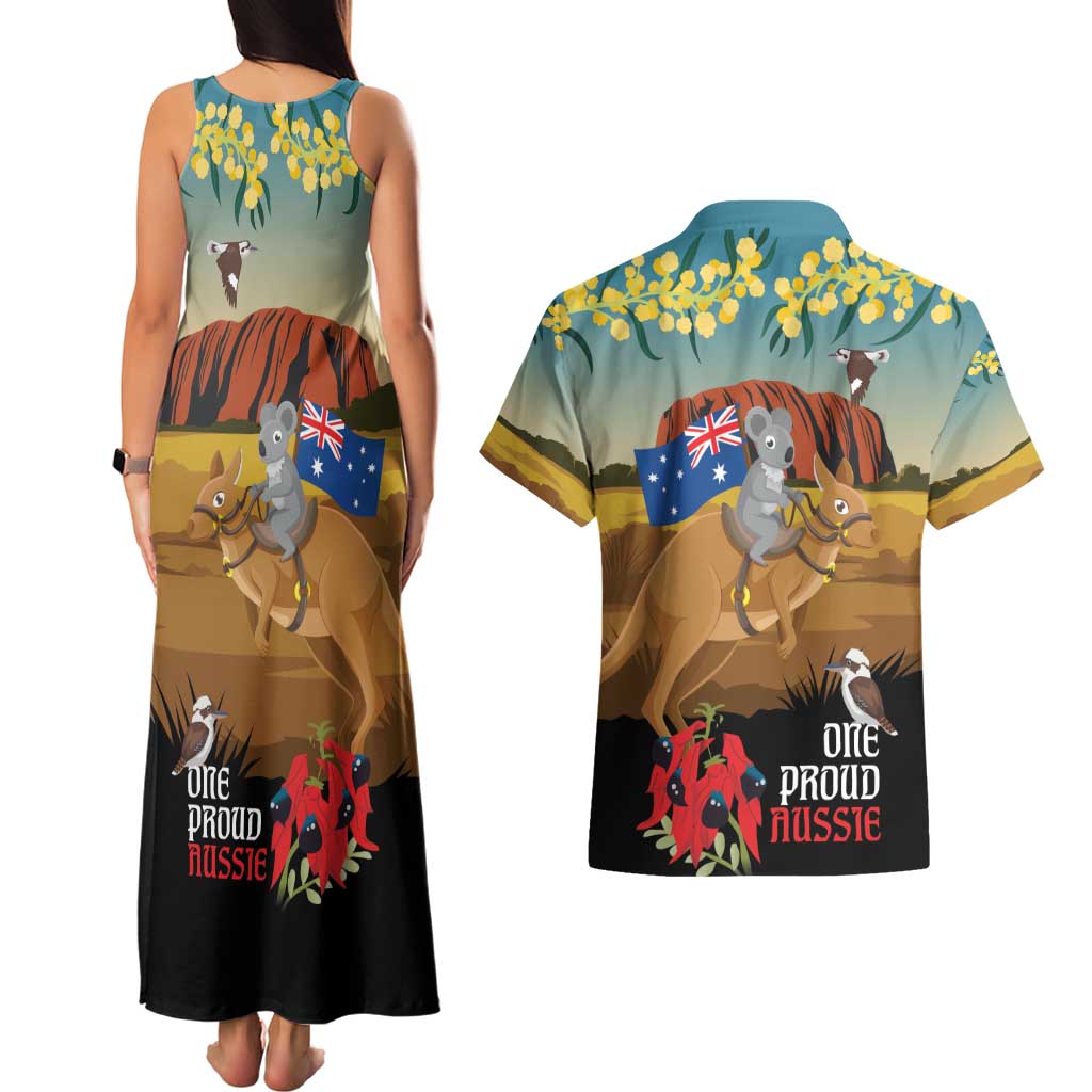 26 January One Proud Aussie Couples Matching Tank Maxi Dress and Hawaiian Shirt Kangaroo and Koala Happy Australia Day