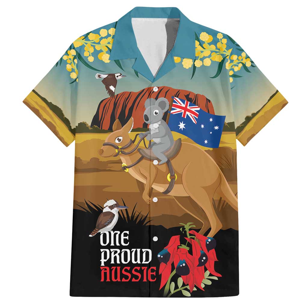 26 January One Proud Aussie Family Matching Long Sleeve Bodycon Dress and Hawaiian Shirt Kangaroo and Koala Happy Australia Day