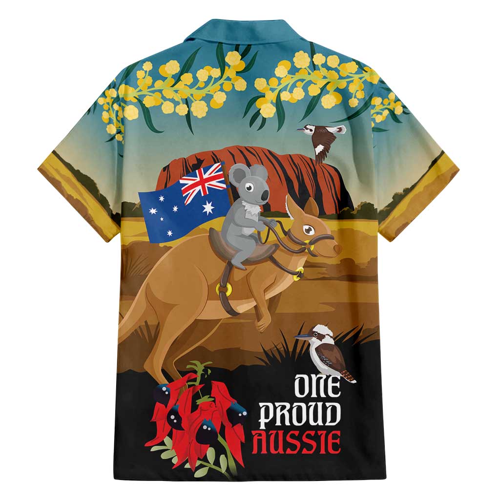 26 January One Proud Aussie Family Matching Long Sleeve Bodycon Dress and Hawaiian Shirt Kangaroo and Koala Happy Australia Day