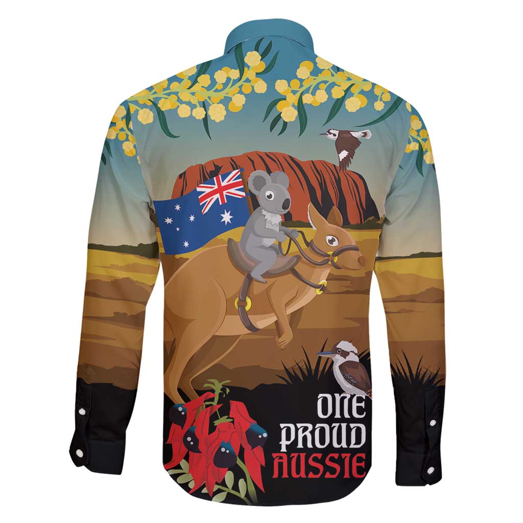 26 January One Proud Aussie Family Matching Long Sleeve Bodycon Dress and Hawaiian Shirt Kangaroo and Koala Happy Australia Day