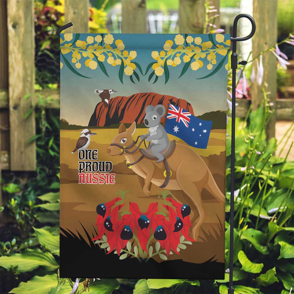 26 January One Proud Aussie Garden Flag Kangaroo and Koala Happy Australia Day - Vibe Hoodie Shop