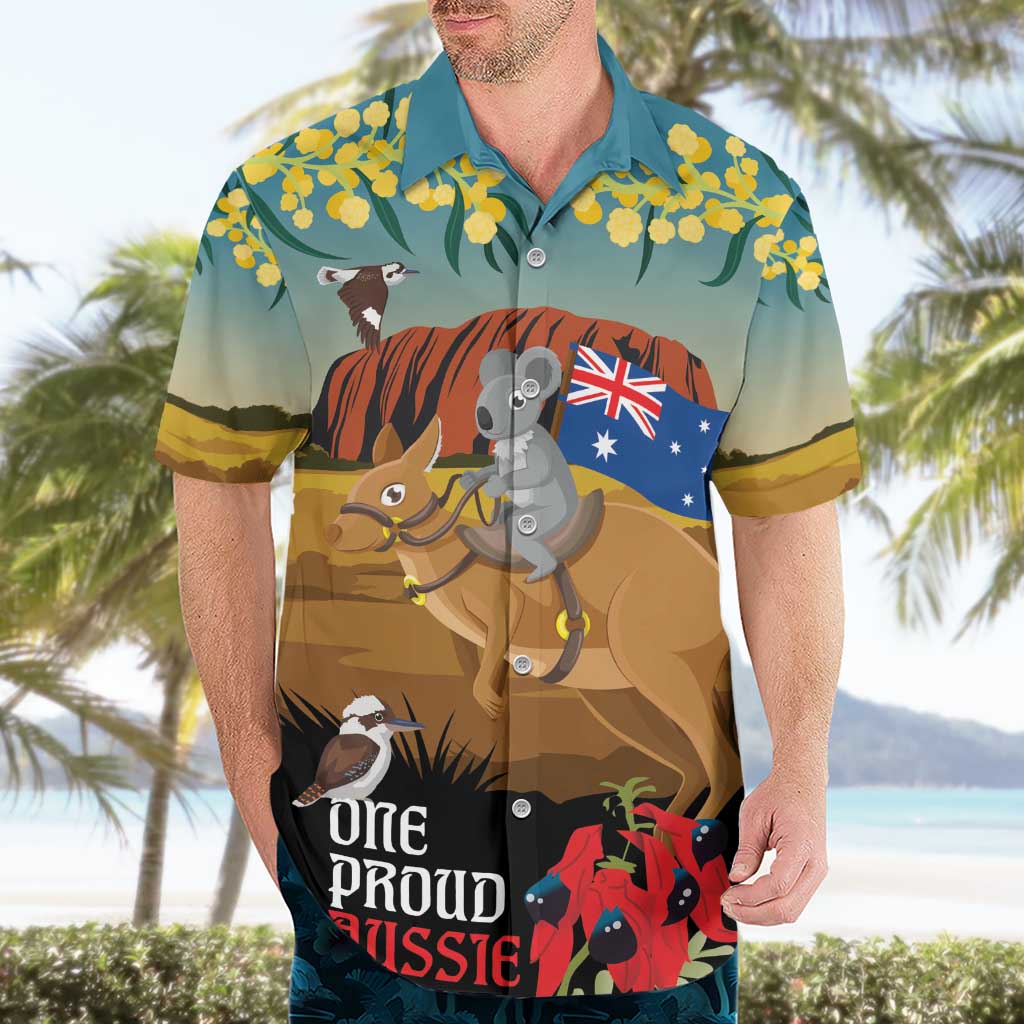 26 January One Proud Aussie Hawaiian Shirt Kangaroo and Koala Happy Australia Day - Vibe Hoodie Shop