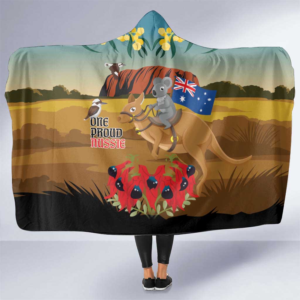 26 January One Proud Aussie Hooded Blanket Kangaroo and Koala Happy Australia Day