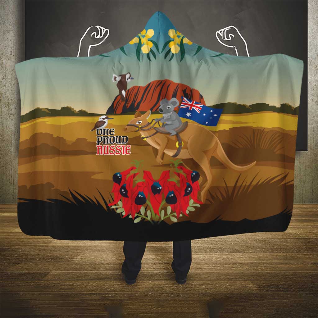 26 January One Proud Aussie Hooded Blanket Kangaroo and Koala Happy Australia Day