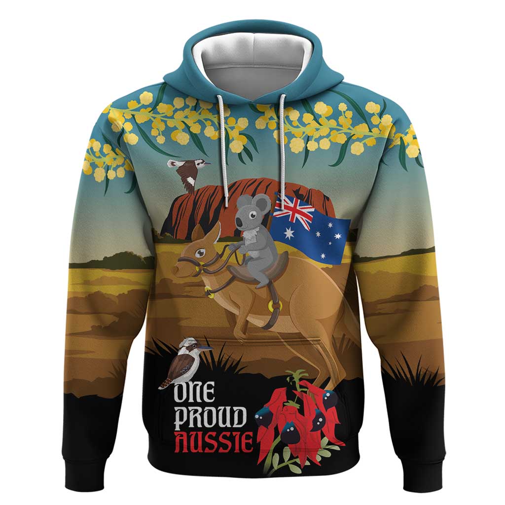 26 January One Proud Aussie Hoodie Kangaroo and Koala Happy Australia Day LT9 - Vibe Hoodie Shop