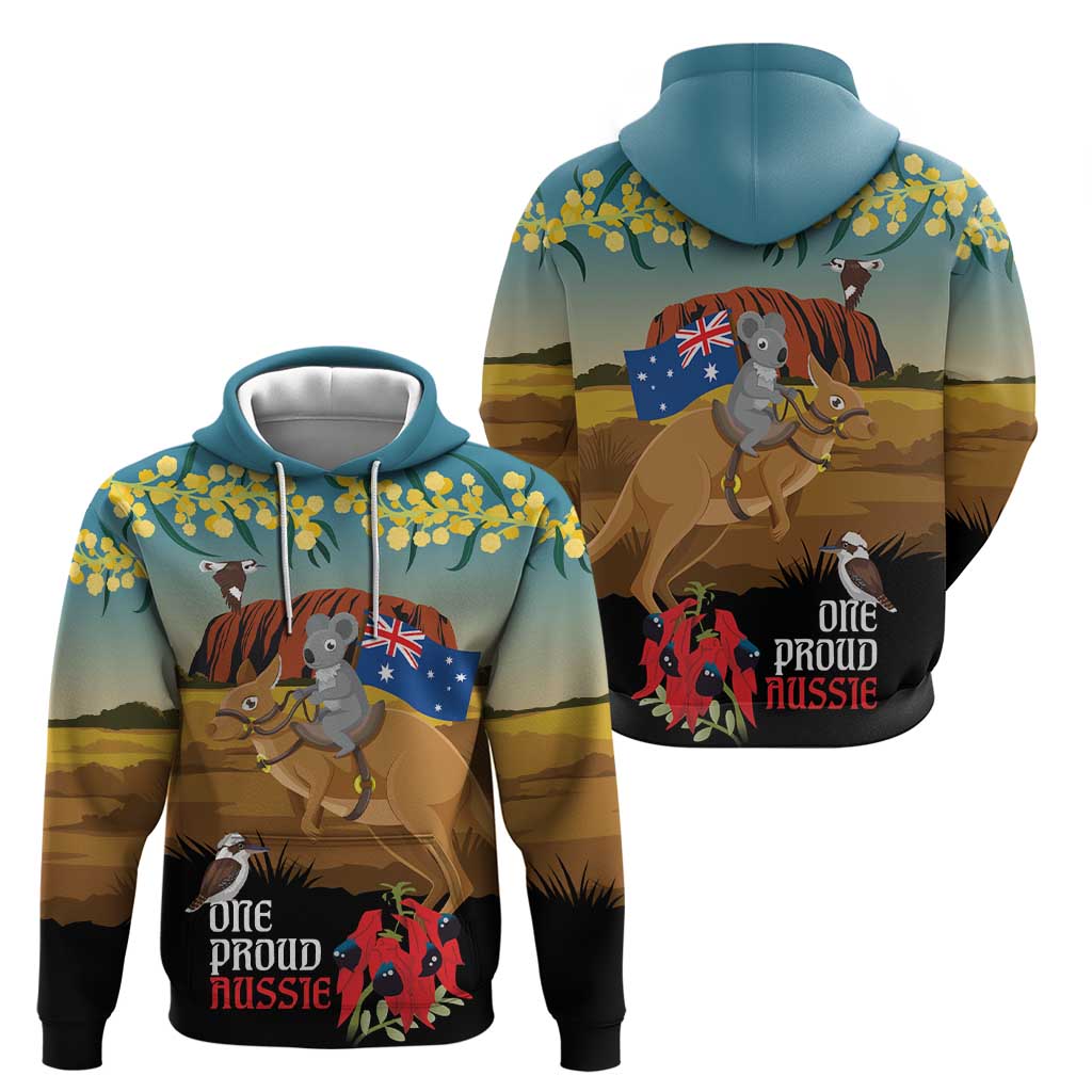 26 January One Proud Aussie Hoodie Kangaroo and Koala Happy Australia Day LT9 - Vibe Hoodie Shop