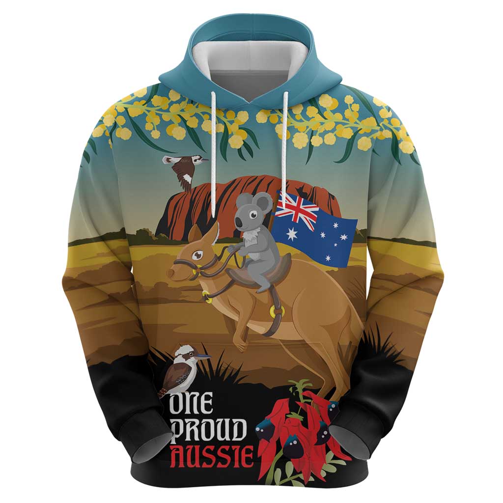 26 January One Proud Aussie Hoodie Kangaroo and Koala Happy Australia Day LT9 - Vibe Hoodie Shop