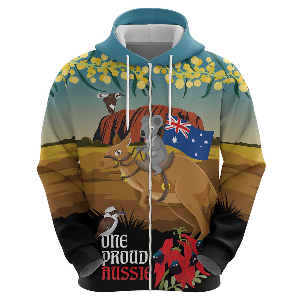 26 January One Proud Aussie Hoodie Kangaroo and Koala Happy Australia Day LT9 - Vibe Hoodie Shop