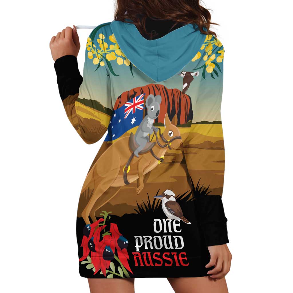 26 January One Proud Aussie Hoodie Dress Kangaroo and Koala Happy Australia Day - Vibe Hoodie Shop