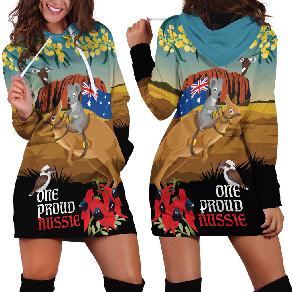 26 January One Proud Aussie Hoodie Dress Kangaroo and Koala Happy Australia Day - Vibe Hoodie Shop