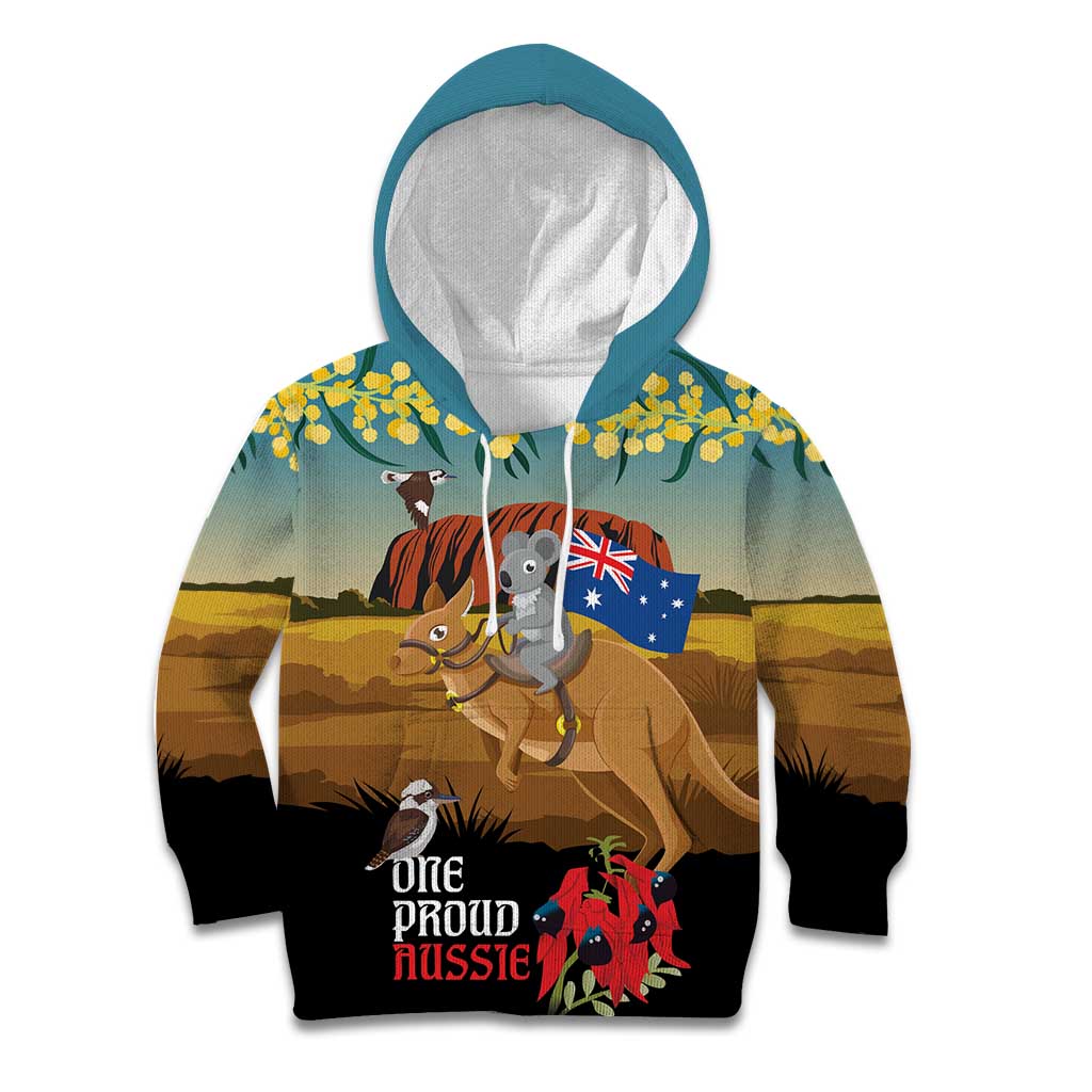 26 January One Proud Aussie Kid Hoodie Kangaroo and Koala Happy Australia Day - Vibe Hoodie Shop