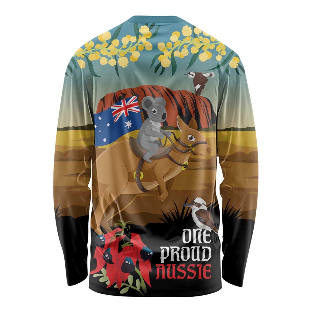 26 January One Proud Aussie Long Sleeve Shirt Kangaroo and Koala Happy Australia Day - Vibe Hoodie Shop