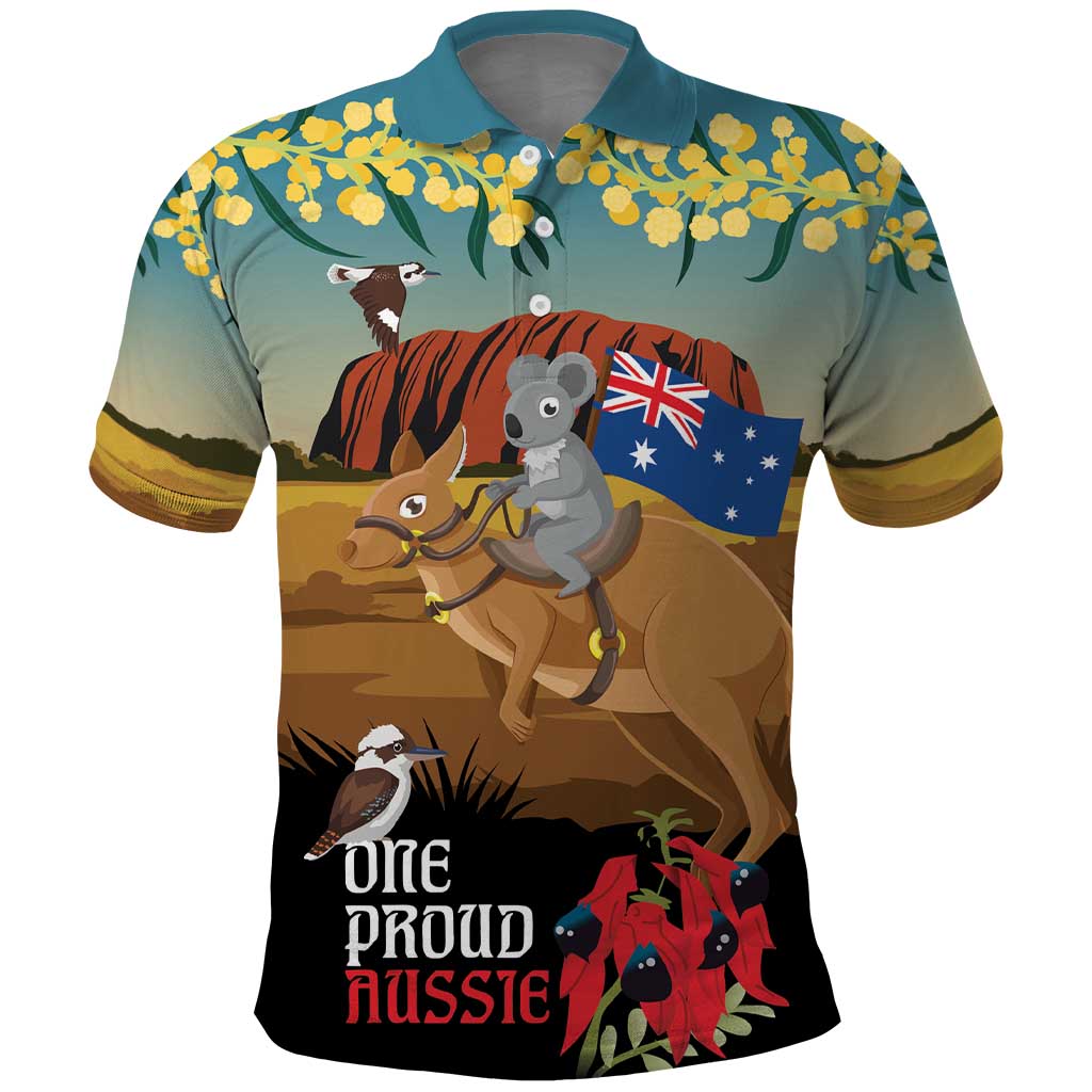 26 January One Proud Aussie Polo Shirt Kangaroo and Koala Happy Australia Day LT9 - Vibe Hoodie Shop