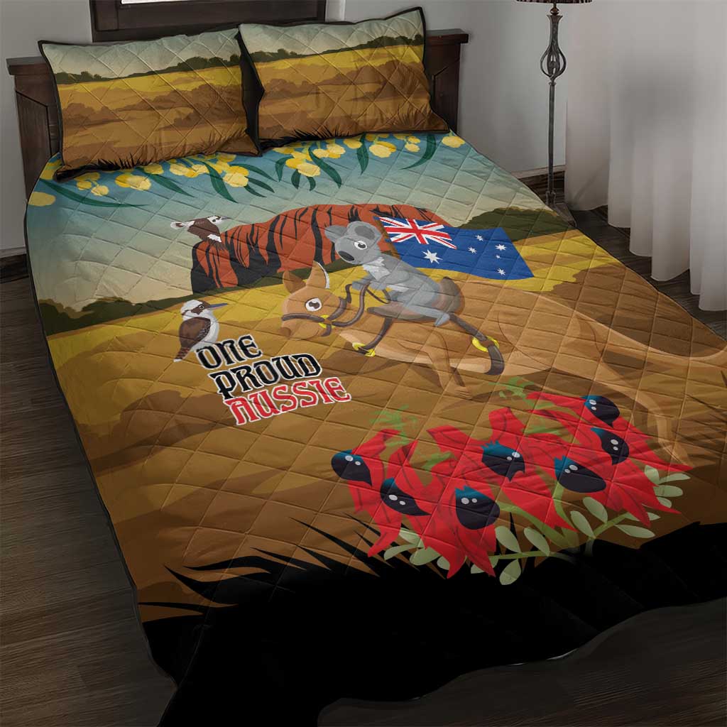 26 January One Proud Aussie Quilt Bed Set Kangaroo and Koala Happy Australia Day - Vibe Hoodie Shop