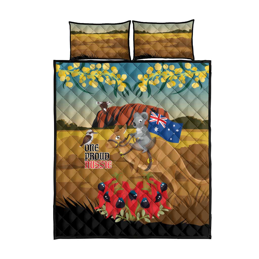 26 January One Proud Aussie Quilt Bed Set Kangaroo and Koala Happy Australia Day - Vibe Hoodie Shop