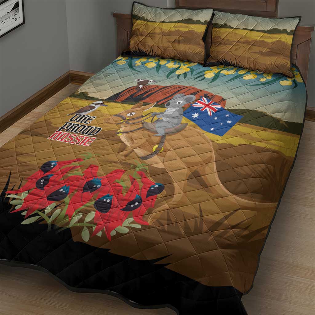 26 January One Proud Aussie Quilt Bed Set Kangaroo and Koala Happy Australia Day - Vibe Hoodie Shop