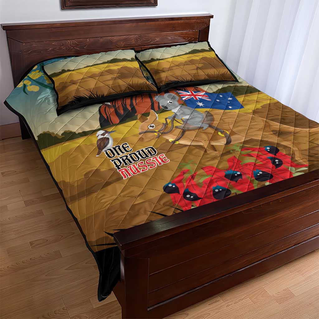 26 January One Proud Aussie Quilt Bed Set Kangaroo and Koala Happy Australia Day - Vibe Hoodie Shop