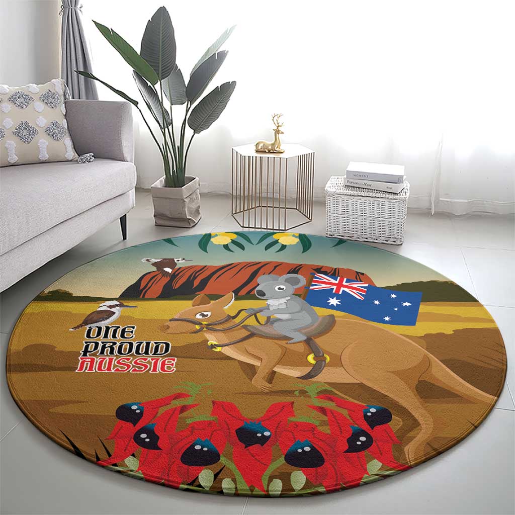 26 January One Proud Aussie Round Carpet Kangaroo and Koala Happy Australia Day