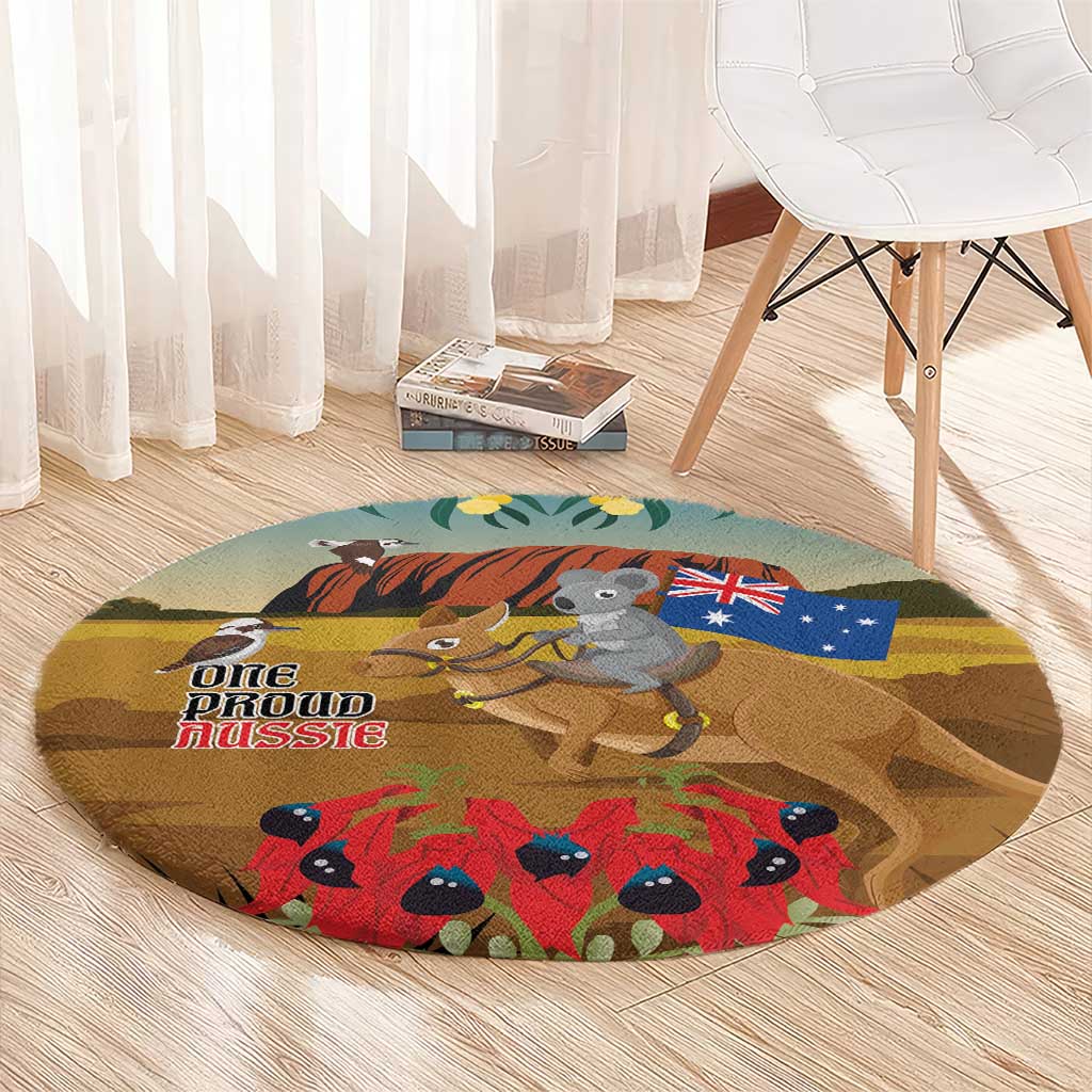 26 January One Proud Aussie Round Carpet Kangaroo and Koala Happy Australia Day