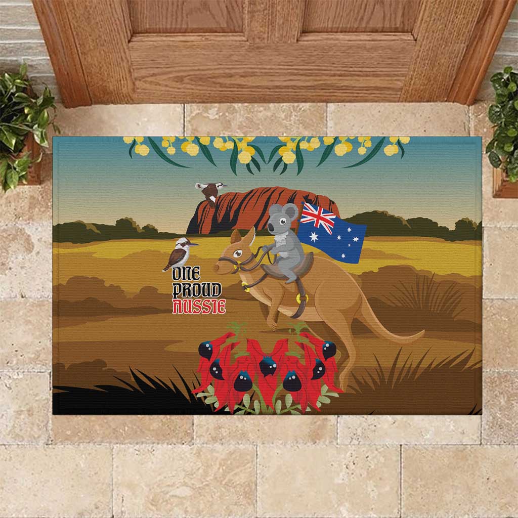 26 January One Proud Aussie Rubber Doormat Kangaroo and Koala Happy Australia Day