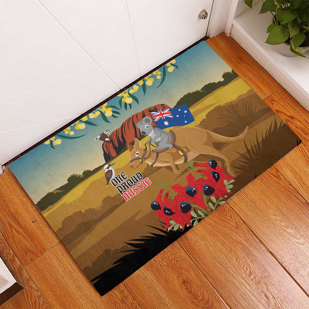 26 January One Proud Aussie Rubber Doormat Kangaroo and Koala Happy Australia Day