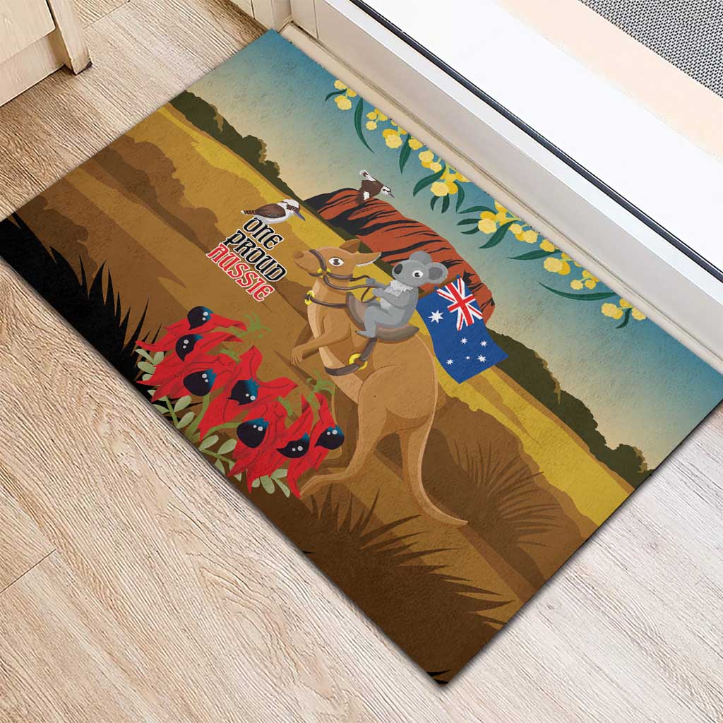 26 January One Proud Aussie Rubber Doormat Kangaroo and Koala Happy Australia Day