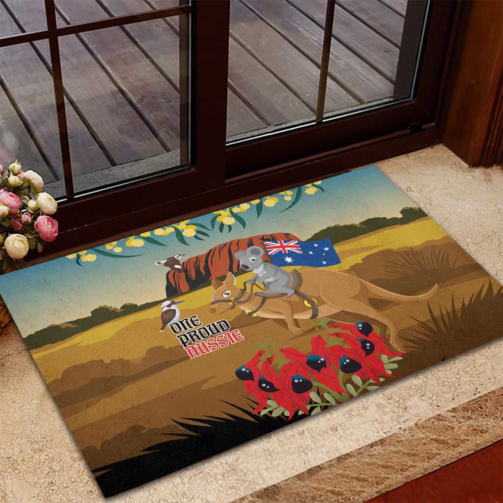 26 January One Proud Aussie Rubber Doormat Kangaroo and Koala Happy Australia Day