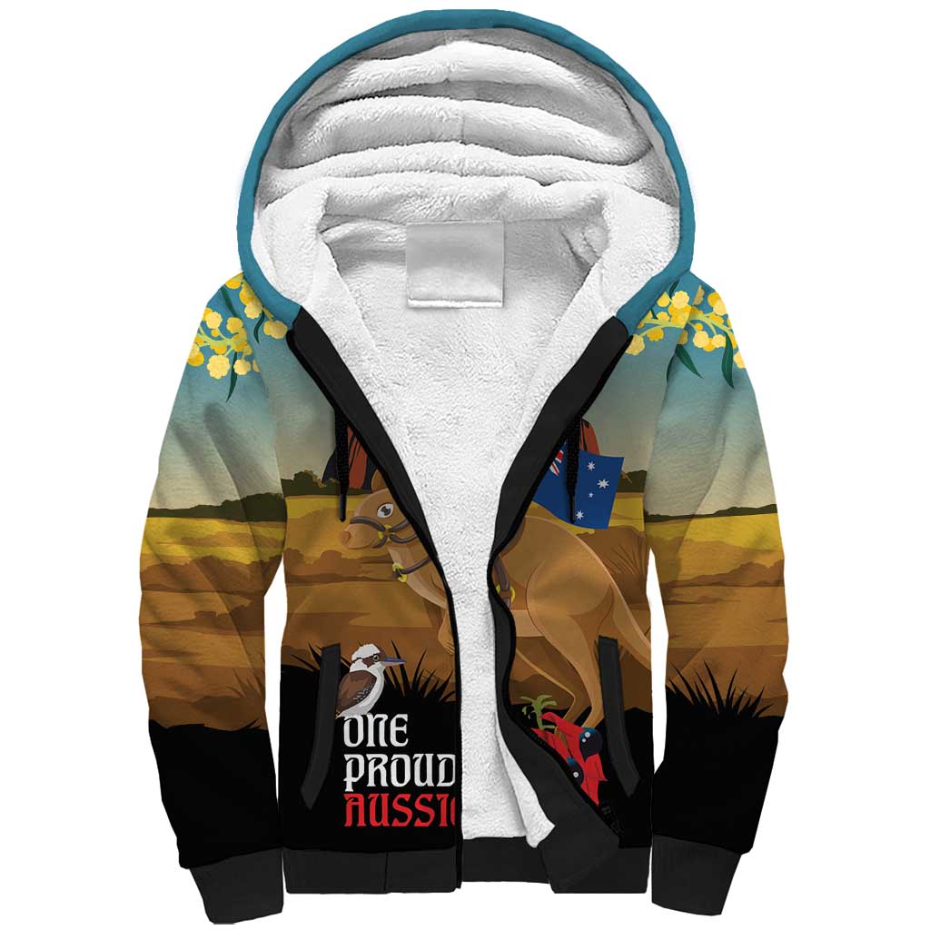 26 January One Proud Aussie Sherpa Hoodie Kangaroo and Koala Happy Australia Day - Vibe Hoodie Shop