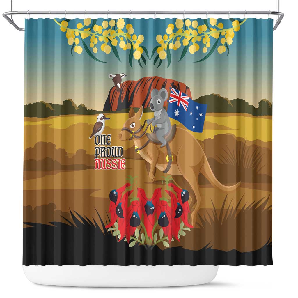 26 January One Proud Aussie Shower Curtain Kangaroo and Koala Happy Australia Day