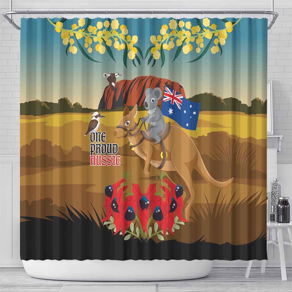 26 January One Proud Aussie Shower Curtain Kangaroo and Koala Happy Australia Day