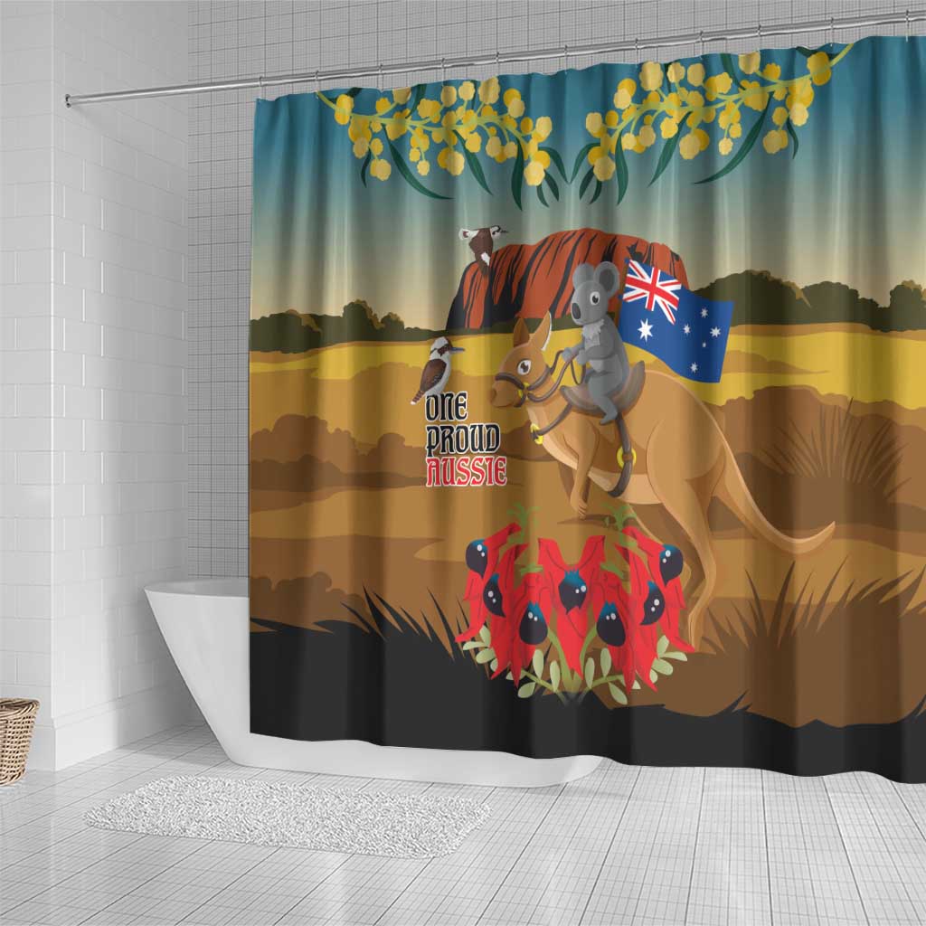 26 January One Proud Aussie Shower Curtain Kangaroo and Koala Happy Australia Day