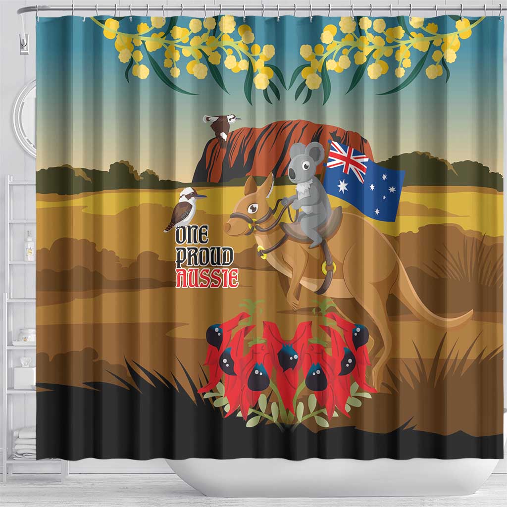 26 January One Proud Aussie Shower Curtain Kangaroo and Koala Happy Australia Day