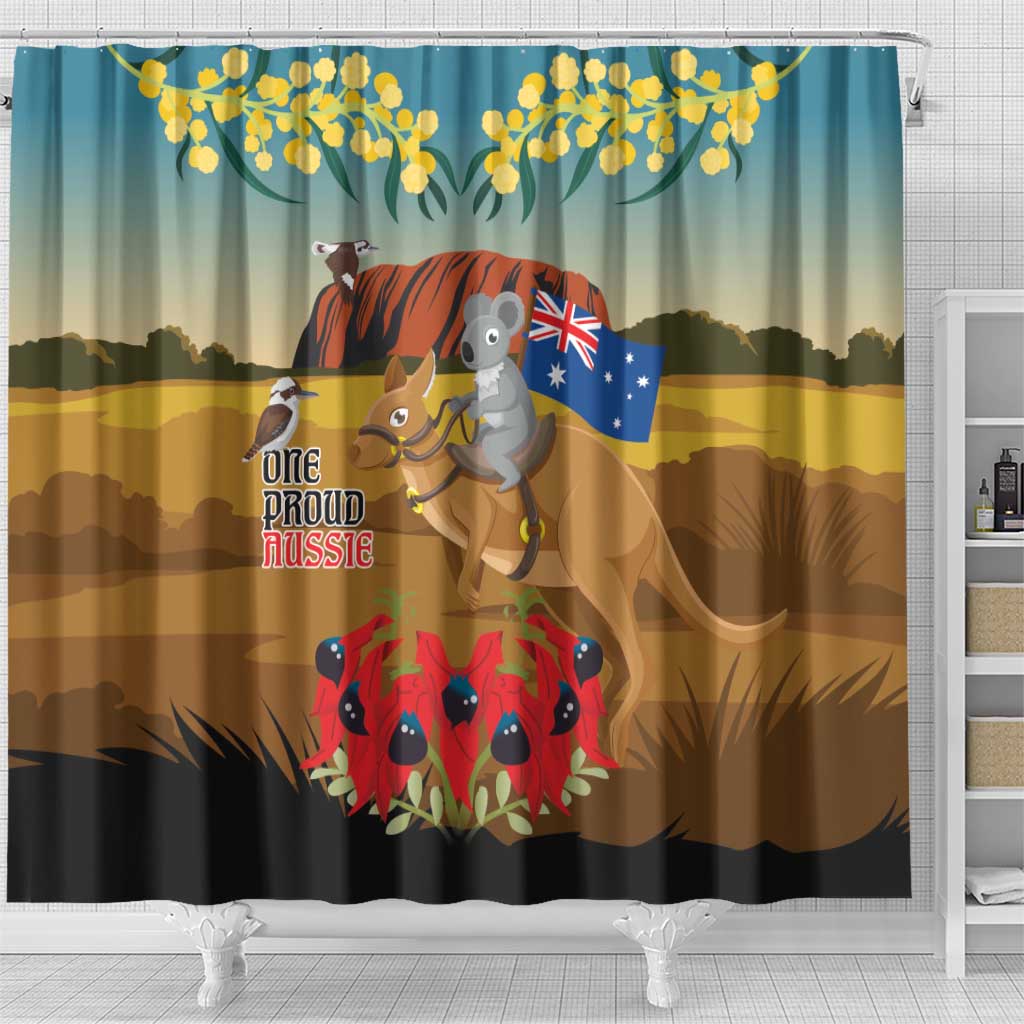 26 January One Proud Aussie Shower Curtain Kangaroo and Koala Happy Australia Day