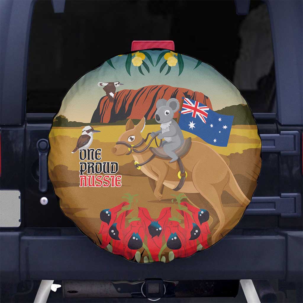 26 January One Proud Aussie Spare Tire Cover Kangaroo and Koala Happy Australia Day - Vibe Hoodie Shop