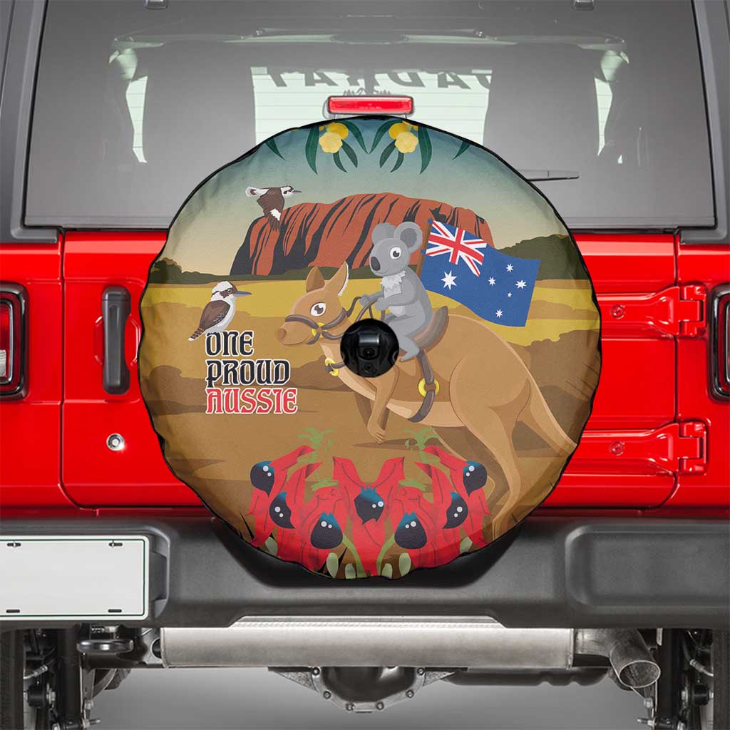 26 January One Proud Aussie Spare Tire Cover Kangaroo and Koala Happy Australia Day - Vibe Hoodie Shop