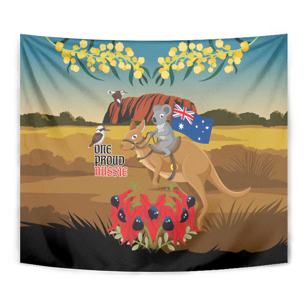 26 January One Proud Aussie Tapestry Kangaroo and Koala Happy Australia Day - Vibe Hoodie Shop