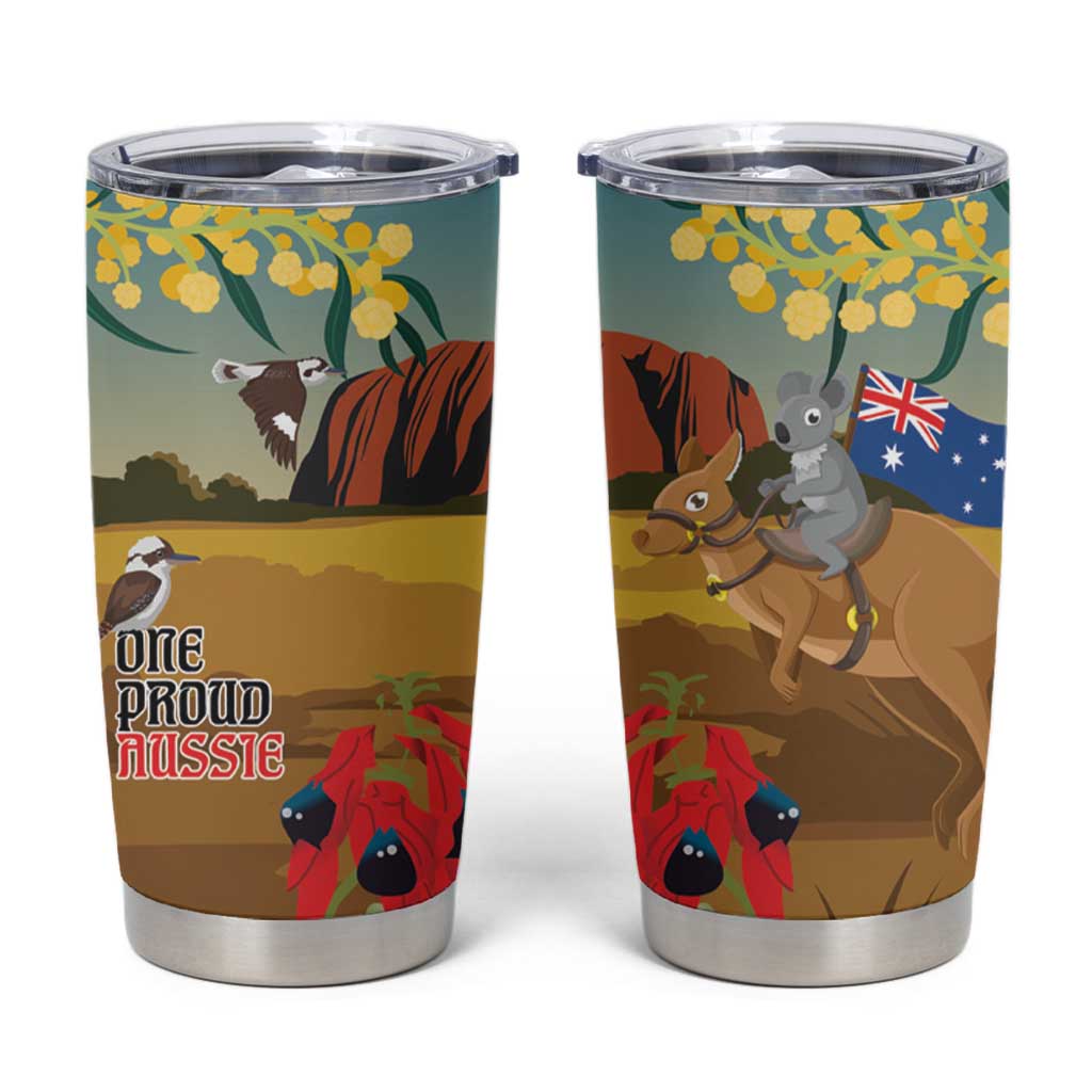 26 January One Proud Aussie Tumbler Cup Kangaroo and Koala Happy Australia Day