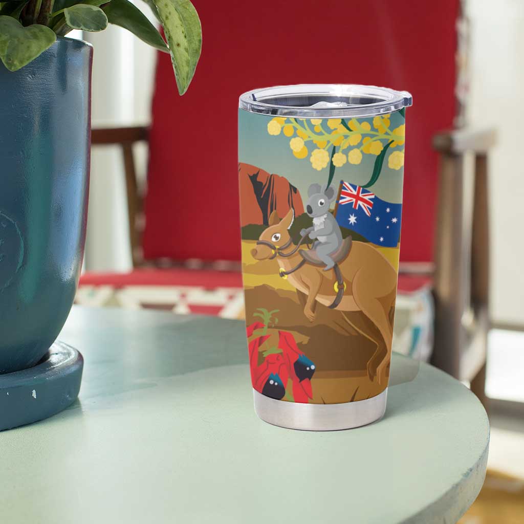 26 January One Proud Aussie Tumbler Cup Kangaroo and Koala Happy Australia Day