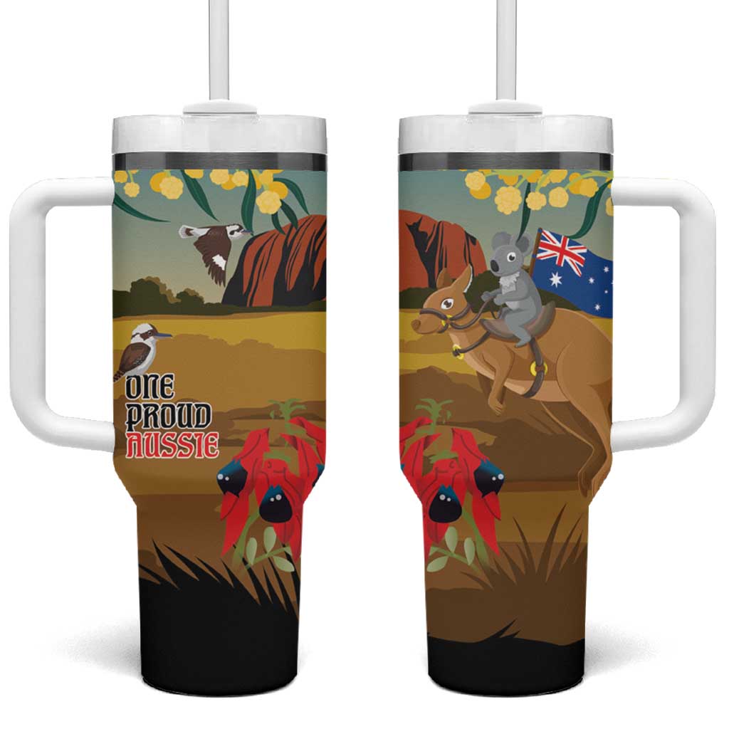 26 January One Proud Aussie Tumbler With Handle Kangaroo and Koala Happy Australia Day