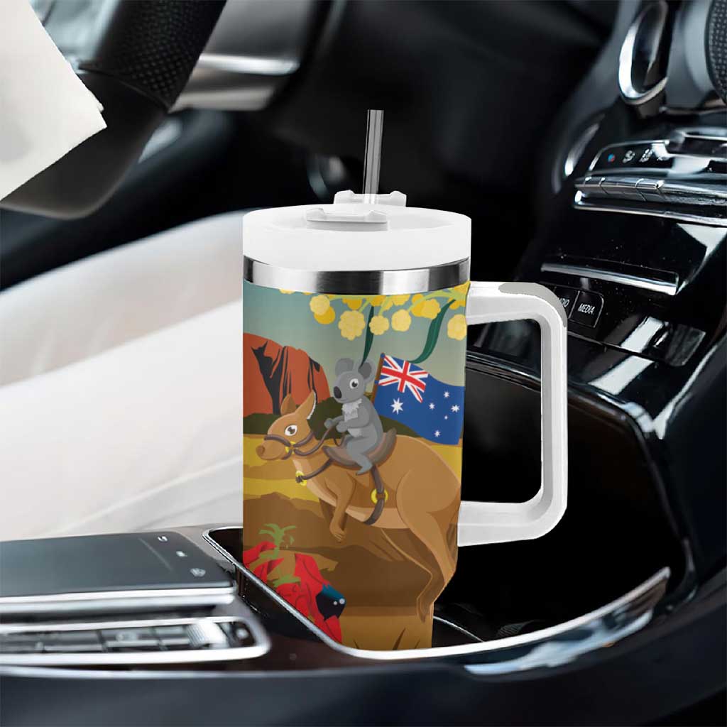 26 January One Proud Aussie Tumbler With Handle Kangaroo and Koala Happy Australia Day